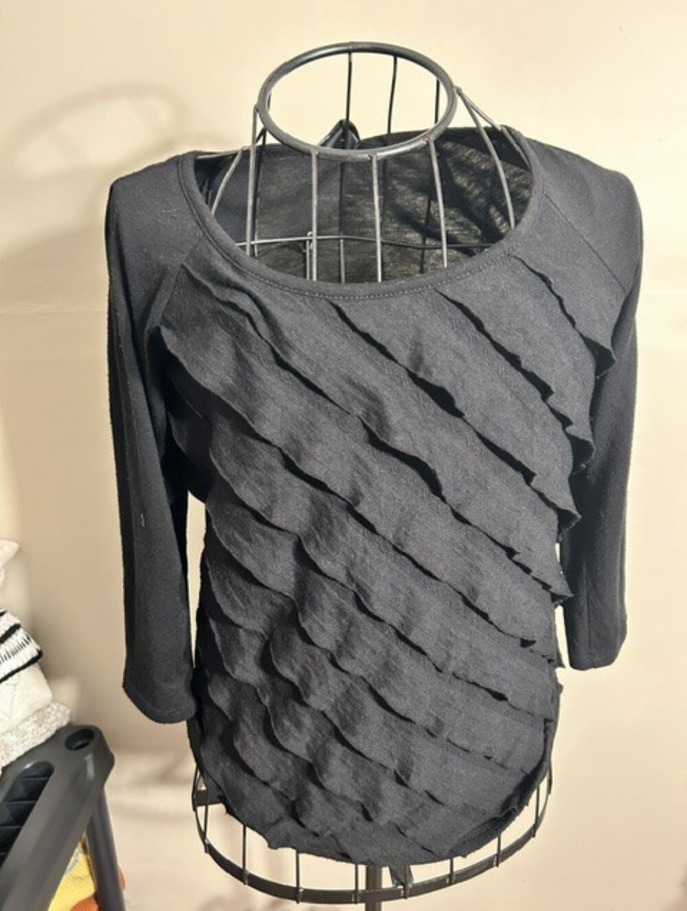 Size small womens tee shirt t black tee t casual dress ruffle whimsigoth